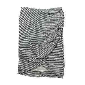 Alice + Olivia AIR Women's Black White Striped Ruched Tulip Skirt Size Small